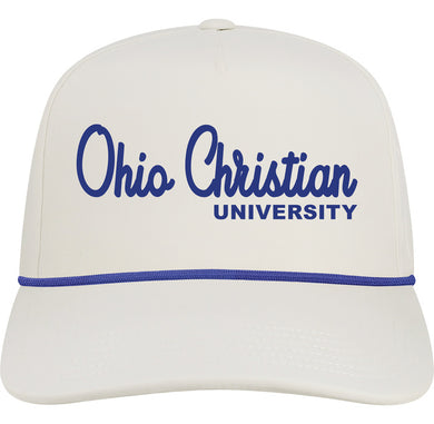 5-Panel Adjustable Hat | White With Blue Rope