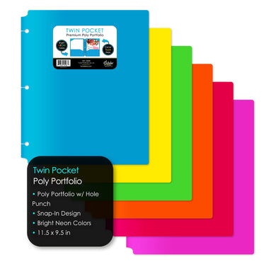 Poly Port Neon Color 2 Pocket Folder
